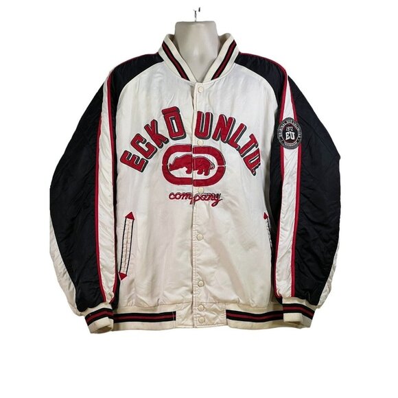Other - vtgY2K Ecko Unltd quilted sleeve poly satin bomber jacket‎ mens 3XL